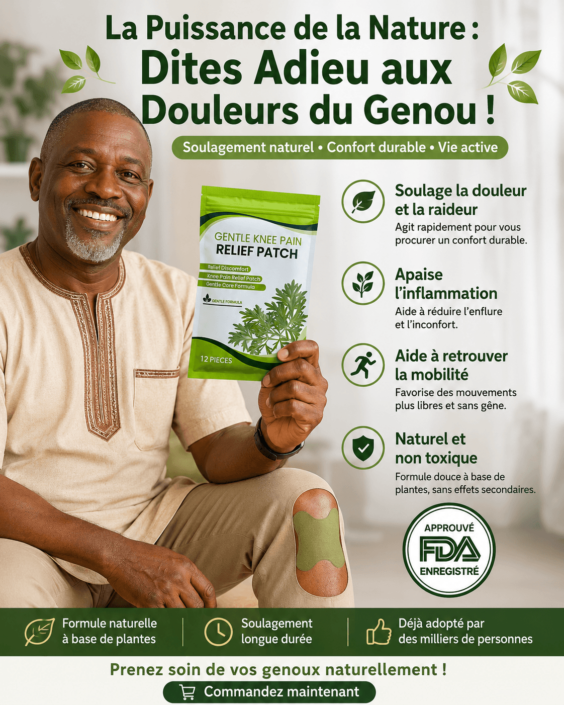 GentleKnee Patch Naturel de Soulagement du Genou