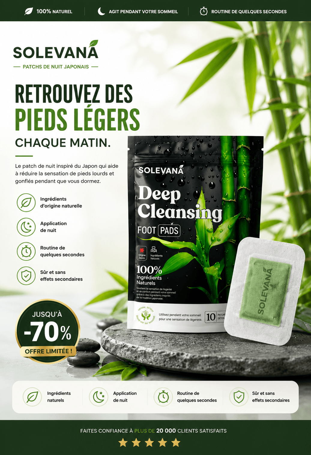 Solevana™ | Patchs Japonais pour Pieds Fatigués et Jambes Lourdes