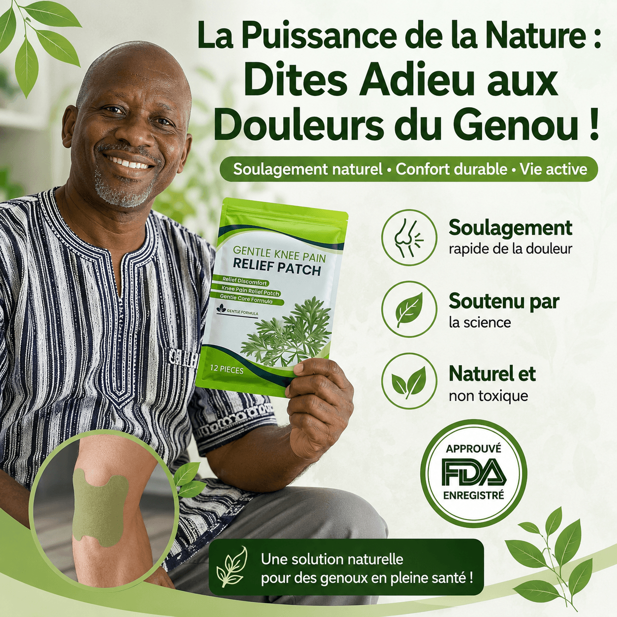 GentleKnee Patch Naturel de Soulagement du Genou