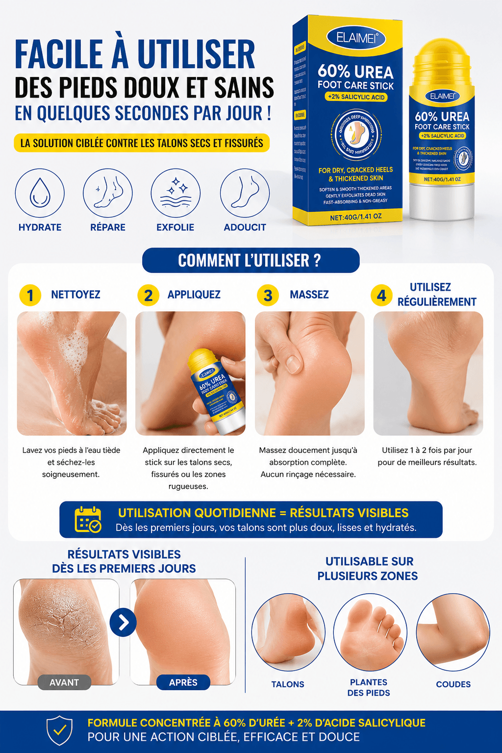 Podovia™ – Stick Pieds Secs & Talons Fissurés