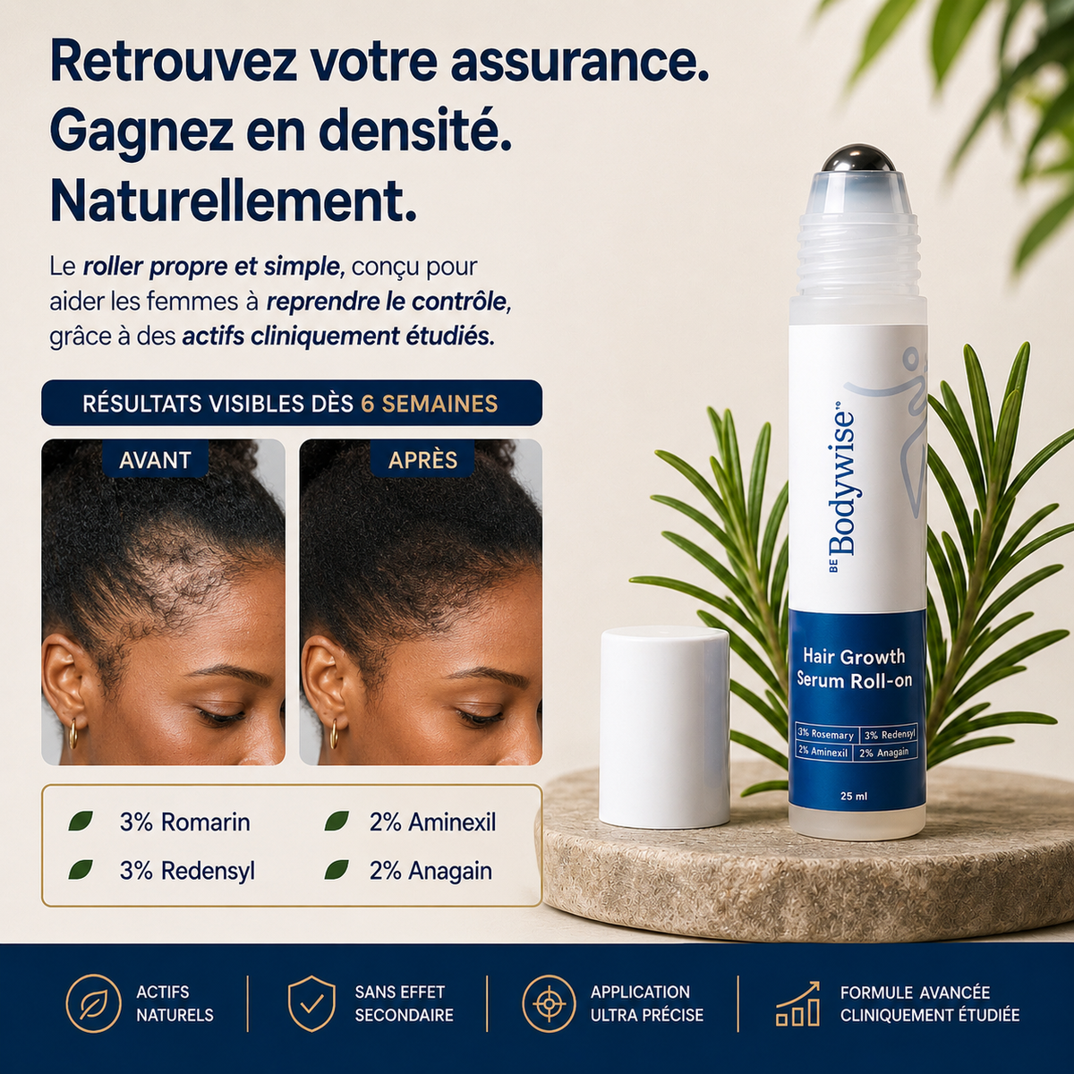Sérum Roller Croissance+ – Retrouvez des cheveux plus denses naturellement